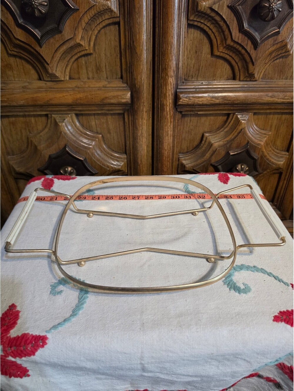 Vintage Gold Tone Casserole Carrier Cradle Holder